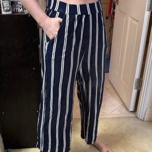 Navy Striped Pants